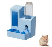 Distributeur d'eau 2 en 1 pour hamster - Distributeur d'eau anti-fuite - Gamelle anti-basculement pour hamster syrien - Station d'alimentation peu encombrante - Base lestée stable (bleu)