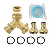 Distributeur d'eau 2 voies 3/4", adaptateur de robinet en laiton robuste, distributeur d'eau 2 voies robinet de jardin, distributeur en Y 3/4" pour machine à laver, lave-vaisselle, tuyau d'arrosage (1