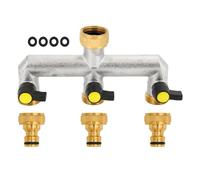 Distributeur D'eau 3 Voies Pour Robinet: Distributeur 3 Voies, Avec Robinet D'arrêt Individuel, Répartiteur à Trois Voie Pour Maison, Cour, Machine à Laver, Débit Régler Et Fermer Le Débit D'eau