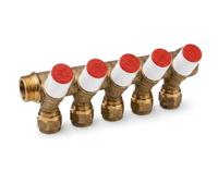 Distributeur d'eau 5 voies en laiton sanitaire, entrée 3/4", tuyau composite PEX multicouche, 16 x 2,0 mm, pour eau potable, eau chaude et froide
