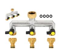 Distributeur d'eau à 3 voies en laiton 3/4" avec robinets d'arrêt individuels, robinet à 3 voies, raccord pour maison, cour, machine à laver, tuyaux d'arrosage