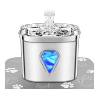 Distributeur d'eau Chat Acier INOX Antibactérien,Alimentation USB,Ultra-Silencieux Fontaine,Double Filtre Charbon Actif 5 Couches,Lumière LED Fontaine (Only Fontaine à Eau pour Chat, Sliver)