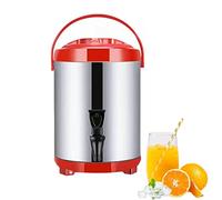 Distributeur d'eau Chaude avec Robinet, urne de Restauration en Acier Inoxydable, Bouilloire thermostatique 8L/10L/12L, urne à café Professionnelle Isotherme, Isolation 10-12 Heures, Rouge,