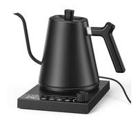 Distributeur d'eau chaude Bouilloire en acier inoxydable à col de cygne,600ML température pour Coffee Tea Brewing, Home Edition Black, fonction de chaleur 24 heures 1000W 180s Rapide à 100°C