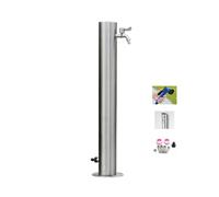 Distributeur d'eau de jardin en acier inoxydable 304 avec robinet et pistolet pulvérisateur - Bouche sur pied, extensible, entrée d'eau inférieure pour une utilisation en extérieur, durable et