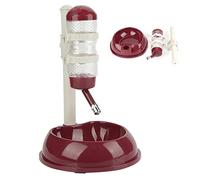 Distributeur d'eau Debout pour Animaux de Compagnie, Distributeur d'eau Automatique pour Chien avec Bouteille de 500 ML et 1 Bol de Nourriture réglable en Hauteur avec Poteau (Brun)