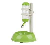 Distributeur d'eau Debout pour Animaux de Compagnie, Distributeur d'eau Automatique pour Chien avec Bouteille de 500 ML et 1 Bol de Nourriture réglable en Hauteur avec Poteau (Verte)