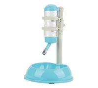 Distributeur d'eau Debout pour Animaux de Compagnie, Distributeur d'eau Automatique pour Chien avec Bouteille de 500 ML et 1 Bol de Nourriture réglable en Hauteur avec Poteau (Bleue)