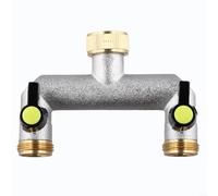 Distributeur d'eau en laiton à 2 voies avec robinet à boisseau sphérique | Séparateur de robinet de jardin de 1,9 cm pour robinets et tuyaux | Adaptateur robuste pour un usage commercial et domestique