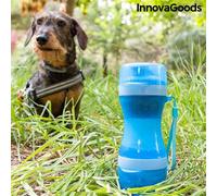 InnovaGoods® Bouteille avec réservoir d'eau et de Nourriture pour Animaux de Compagnie 2-en-1 Pettap, Garde Votre Animal hydraté et nourri, Design Compact et léger, idéal pour Sortir avec des Animaux