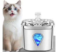 Distributeur d'eau pour Chat Acier INOX antibactérien,Alimenté par USB Ultra-Silencieux Fontaine Eau Chat (Argent,Distributeur