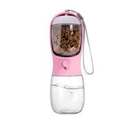 Distributeur d'eau pour Chien Portable 300ml/550ml Bac Intégré Antifuite sans BPA Alimentaire pour Randonnée Voyage Parc Promenade(Pink,Small)