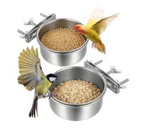 Distributeur d'eau pour oiseaux Gamelle 2 pièces en acier inoxydable pour