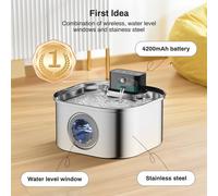 Distributeur d'eau sans fil pour chat ISR21700-40A en acier inoxydable, rechargeable, à induction automatique, bol à boire pour animaux de compagnie Charging Induction