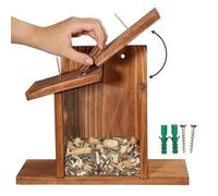 Distributeur d'écureuils pour l'extérieur - Station d'alimentation haute performance - Caisse en bois rustique avec toit à charnière - Support de maïs confortable - Bâtiment stable et durable