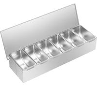 Distributeur d'épices, 6 compartiments, construction en acier inoxydable, argenté