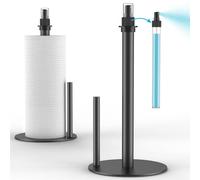 Distributeur d'essuie-Tout avec Vaporisateur, Support de comptoir avec Vaporisateur Central, Support en Acier Inoxydable avec Base pour Cuisine, Bars et Tables à Manger (Noir)