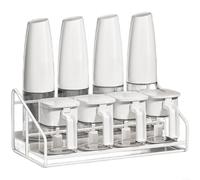 Distributeur d'huile automatique en verre avec couvercle et ensemble de | Lot de 8 bouteilles de cuisine anti-fuite pour huile, vinaigre et sauce, rangement peu encombrant avec étagère, noir
