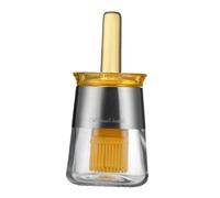 Distributeur d'huile de cuisine avec brosse, bouteille d'huile avec brosse, bouteille d'huile d'olive visible avec couvercle anti-poussière, récipient de sauce soja 2 en 1 pour préparer des salades, c