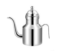 Distributeur d'huile en acier inoxydable 310 ml anti-goutte pour la cuisson d'huile d'olive, vinaigre, sauce bouteille, gadget de cuisine, argent, 13 x 7 cm