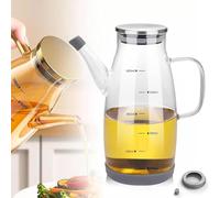 Distributeur d'huile en verre borosilicate de 1 litre - Bouteille anti-fuite avec poignée et échelle de mesure, bouteille d'huile et de vinaigre en verre de qualité supérieure pour cuisine, passe au