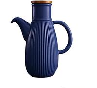 Distributeur d'huile et de vinaigre, distributeur d'huile d'olive de 750 ml, fabriqué à la main, en céramique, bouteille de vinaigre rétro pour cuisine, condiments - Bleu