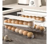 Distributeur D'oeufs Pour Réfrigérateur, Porte-œUfs Incliné à 2 Niveaux, Support à œufs à Défilement Automatique, Rangement Oeuf Distributeur avec Couvercle, Range Oeuf Peu Encombrante (2 PCS)