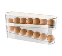Distributeur D'oeufs Pour Réfrigérateur, Porte-œUfs Incliné à 2 Niveaux, Support à œufs à Défilement Automatique, Rangement Oeuf Distributeur avec Couvercle, Range Oeuf Peu Encombrante (1 PCS)