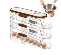 Distributeur d'oeufs - Support pour œufs | Organisateur d'œufs | Distributeurs de réfrigérateur à défilement automatique 3 couches avec couvercle, poignée | Récipient Rolldown empilable pour C