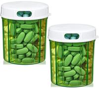 Distributeur D'organiseur De Pilules Rondes - Paquet De 2 - Boîtes De Pilules Avec 4 Compartiments Pour Médicaments, Vitamines Et Suppléments Boîte De Rappel De Pilules Quotidiennes Pour Biberons