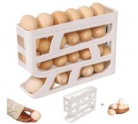 Distributeur d'œufs à 4 niveaux for réfrigérateur, grande capacité, peu encombrant(White 2pcs)