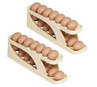 Distributeur d'œufs à double couche, mécanisme de roulement automatique, peut contenir 24 œufs, économise de l'espace pour le rangement de la cuisine (2 pièces)