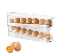 Distributeur d'œufs de réfrigérateur - Boîte de rangement à roulettes avec 12 compartiments - Organiseur empilable peu encombrant - Plastique sans BPA avec rail coulissant lisse - Bac à œufs robuste