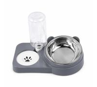 Distributeur Eau & Nourriture Chat, Bleu Gris | Éléments en acier, Distributeur d'Aliments, Prévention s éclaboussures, Pour adoptants d'animaux