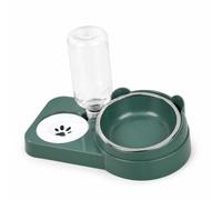 Distributeur Eau & Nourriture Chat, Vert foncé | Éléments en acier, Distributeur d'Aliments, Prévention s éclaboussures, Pour adoptants d'animaux