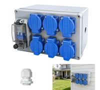 Distributeur électrique de chantier, distributeur mural avec disjoncteur 16 A et disjoncteur différentiel, 6 prises Schuko 230 V Distributeur mural Distributeur électrique IP44