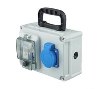 Distributeur électrique mural avec protection FI intégrée 16 A 2P+E Boîte de prise portable pour chantiers de construction et applications extérieures (B)