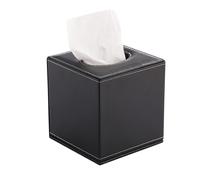 Distributeur Élégant De Serviette De Serviette En Cuir D'unité Centrale De Récipient De Boîte De Tissu De Forme Carrée (Noir)
