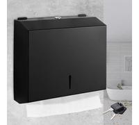 Distributeur Essuie Main, Distributeur Papier Essuie Main Acier Inoxydable, Distributeur Papier Mural avec Serrure, pour Pliées en Z/N Essuie 250 à 400, Publics, Salle de Bain, Cuisine (Noir)