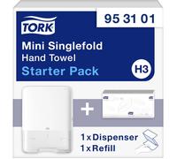 Tork - Pack de démarrage distributeur mural essuie-mains pliés en V H3 blanc économique 953101