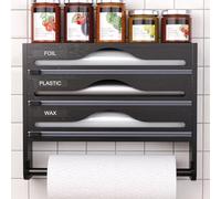 Distributeur et Coupe-Film Organisateur de Découpe Mural pour Rouleaux de 30 cm Solution de Rangement de Cuisine pour Papier Aluminium et Film Plastique Coupe-Film-Schwarz