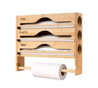 Distributeur Film Alimentaire avec Coupeur, Distributeur Aluminium Et Film Alimentaire, Distributeurs avec Coupeur Et Étiquettes, Contenant Multifonction Réutilisable, De Place Organisation Cuisine