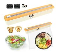 Distributeur Film Alimentaire, Dérouleur Papier Aluminium et Film, Boîte de Coupe Film Alimentaire avec Ventouse, Séparation Lisse, pour Cuisine a Domicile, Restaurant, 36 x 5 x 7cm, Jaune