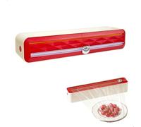 Distributeur Film Alimentaire, Dévidoir Film Alimentaire avec Coupeur, Coupe Film Alimentaire, Distributeur Papier Aluminium et Film pour Cuisine a Domicile Restaurant, Rouge