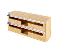 Distributeur Film Alimentaire et Papier Aluminium en Bambou Double Compartiment,