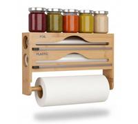 Distributeur Film Alimentaire, Papier Aluminium et Papier Cuisson 3 en 1 avec Coupeur Intégré - Dérouleur pour Alu, Film Étirable et