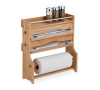 Relaxdays Distributeur mural essuie-tout et range-épices Bambou 40x40x11,5 cm Nature