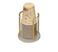 Distributeur Gobelet Cafe Coffee Cups Rack with Bamboo Base Disposable Beverage Drinking Paper Cup Holder for Party Office Home Kitchen(Gold-A)