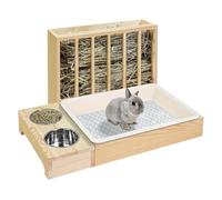 Distributeur Hamster - Alimentation pour Petits Animaux en Bois - Mangeoire Cage Hamster Bol À Nourriture Râtelier À Foin | pour Intérieur Extérieur Voyage Cage Maison Furet Hérisson