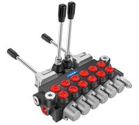 Distributeur hydraulique VEVOR, distributeur hydraulique à tiroir 6 bobines, chargeur hydraulique 11 GPM, distributeur 4500 PSI, distributeurs et commandes hydrauliques pour tracteurs, réservoirs de c